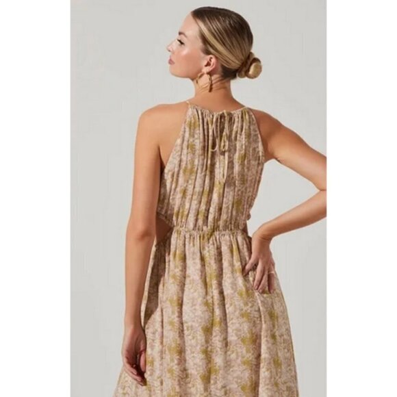 💕ASTR💕 Mid Cutout Sleeveless Maxi Dress ~ Green Watercolor Medium M NWT - Picture 4 of 16